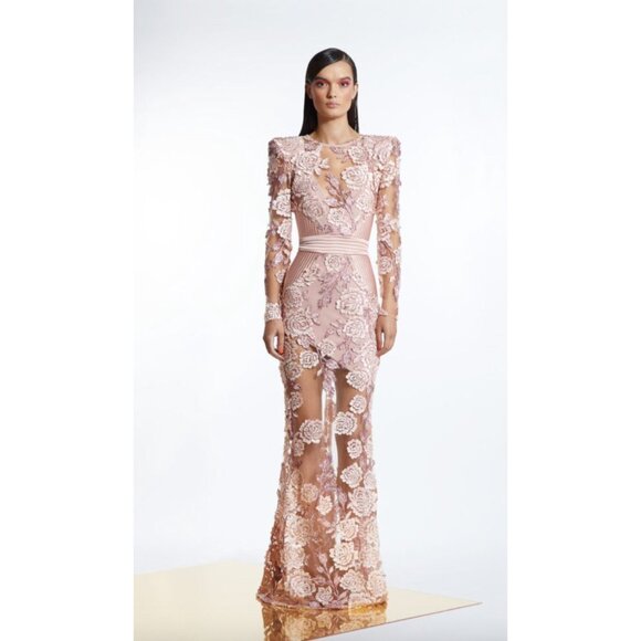 Zhivago Pink Floral Lace Maxi Dress - Picture 7 of 9